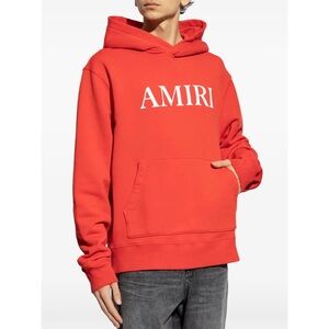 Amiri Logo Cotton Red Hoodie Size Large